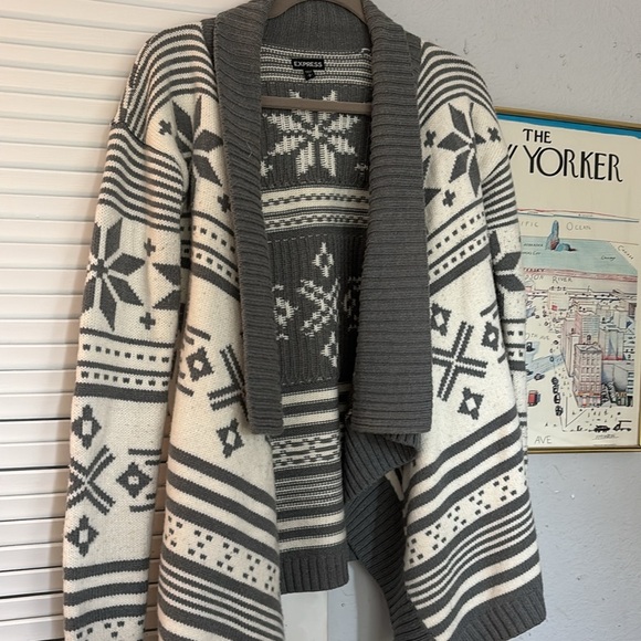 Express Fair Isle Wool Blend Flyaway Cardigan Size S - Picture 6 of 6